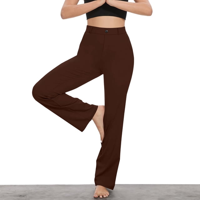 Soki Womens High Rise Straight Leg Trousers Casual Slacks Dress Pants with Pockets