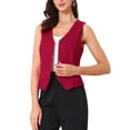 thumbnail image 4 of Chaleco sin mangas de botón y cuello en V para mujer INSPIRE CHIC, color rojo profundo, talla XL, 4 of 6