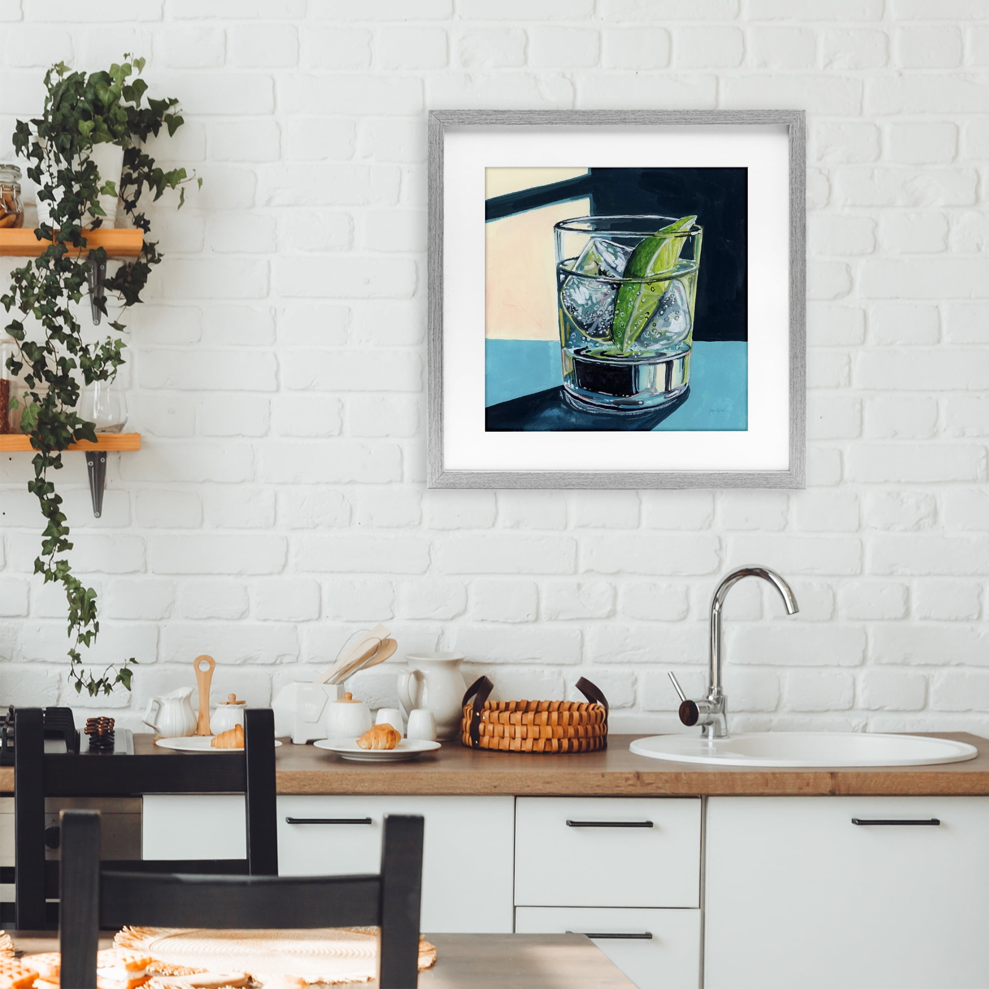 Stupell Industries Strong Gin and Tonic Gray Framed Print Under Glass, design by Kate Jarvik Birch