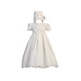 thumbnail image 2 of Long White Classy Embroidered Organza Christening Gown with Matching Hat, 2 of 2
