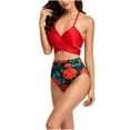 thumbnail image 2 of HUPOM Women'S One-Piece Swimsuits Mid Waist Sheath Bikinis Bikini Holiday Underwire Swimwear Clearance Red size 6, 2 of 4