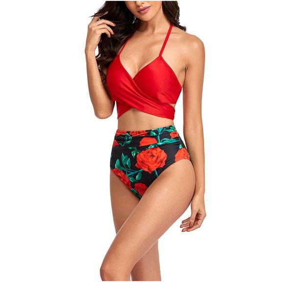 TIHLMK Womens Bikini Swimsuits Sales Clearance Fashionista Lady Sexy Containing Chest Pad Solid Bikini Set Two Piece Swimsuit Gift for Women