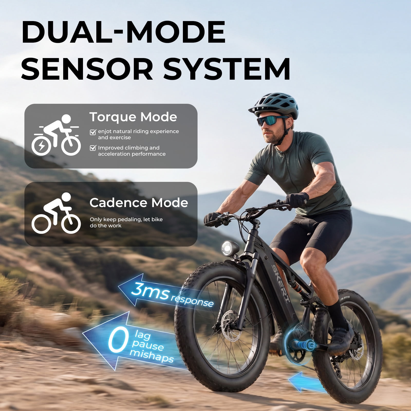Skeri Electric Scooter Bike for Adults, 26"x4" Fat Tire Full Suspension E-Mountain Bicycle,750W (Peak 1200) Motor 48V 20Ah 7-Speed Ebike UL2849