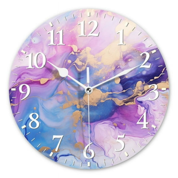 Personalized Wall Clock Non-Ticking Silent Clocks Battery Operated Round Clocks Decorative for Bathroom,Office-Soft And Dreamy Swirling Patterns(12inch)