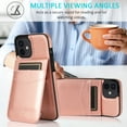 thumbnail image 7 of iPhone 12 Mini Case, 5.4" Apple iPhone 12 Pro Max Wallet Back Flip Case, Mantto PU Leather Case Cash ID Credit Slots Holder Pure Color Protective Phone Case For iPhone 12 Mini - Rose Gold, 7 of 7