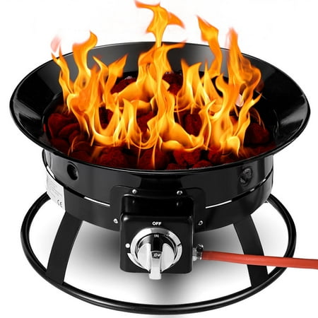 fire pit propane outdoor gas portable patio lava bowl rocks btu camping hose base giantex rock costway events pits diameter