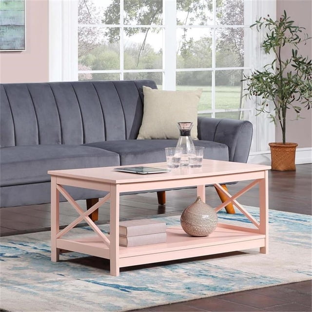 Convenience Concepts Oxford Collection Table Basse avec Deux Niveaux d'Étagères, Rose