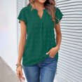 thumbnail image 6 of RYRJJ Women 2023 Summer V Neck Ruffle Short Sleeve Blouse Dressy Solid Casual Swiss Dot Flowy Shirt Tunic Top(Green,XXL), 6 of 9