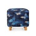 thumbnail image 2 of SCRAWLGOD Butterfly Stars Print Dark Blue Ottoman Slipcover, Stretch Square Ottoman Covers Slipcover Soft Storage Footrest Stool Cover Footstool Protection for Living Room, 2 of 7