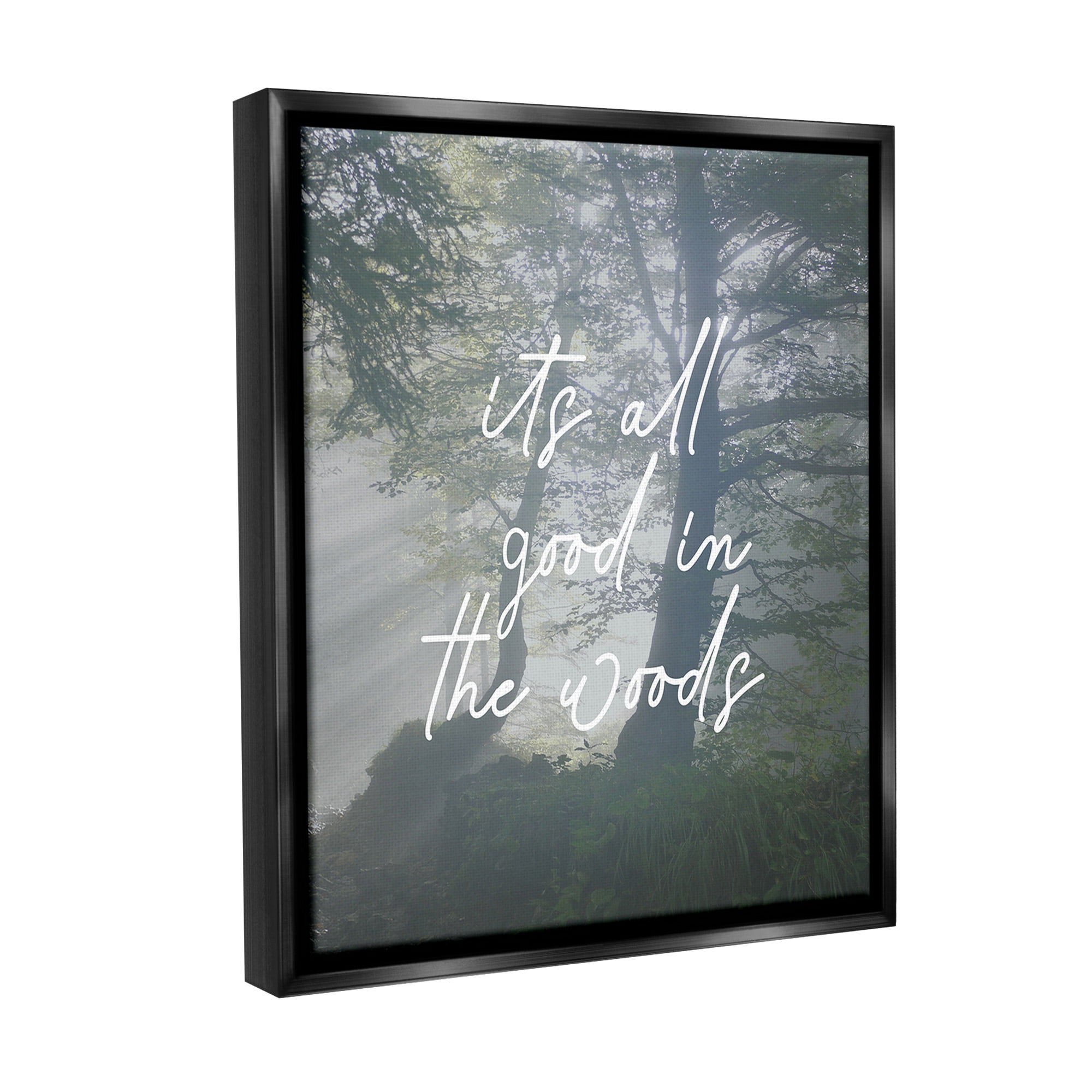 Stupell Industries All Good In Woods Landscape Painting Black Floater Framed Canvas Art Print Wall Art, 17 x 21
