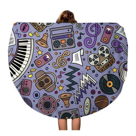 A Perfect Circle Symbol LADDKA 60 inch Round Beach Towel Blanket Cartoon Musical Instruments Lots of Music Symbols and Perfect Travel Circle Circular Towels Mat Tapestry Beach Throw ()