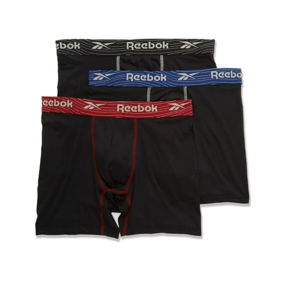 Men's Reebok 213WB22 Cooling Performance Boxer Briefs - 3 Pack (Black L)