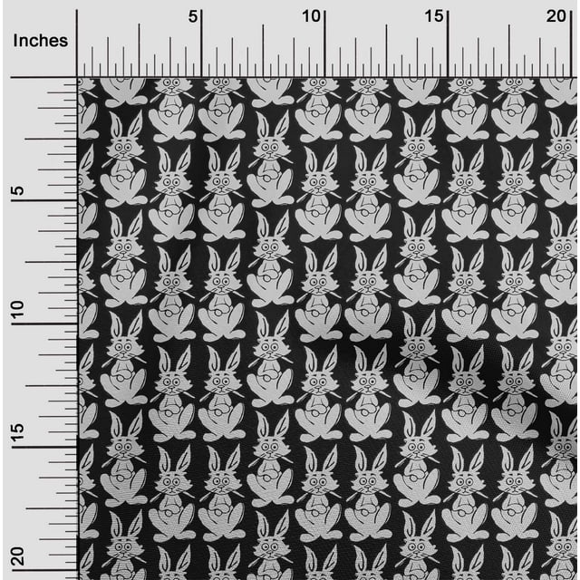 oneOone Organic Cotton Voile Fabric Rabbit Block Printed Fabric 1 Yard 42 Inch Wide