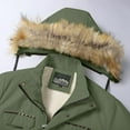 thumbnail image 4 of ZQUUVOU Men's Winter Parka Jacket Casual Hooded Faux Fur Collar Solid Color Zip Front Thermal Jacket Warm Outdoor Olive Green, 4 of 8