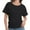 Black, variant on Womens Short Sleeve Boat Neck Side Shirring Dolman Drape Top