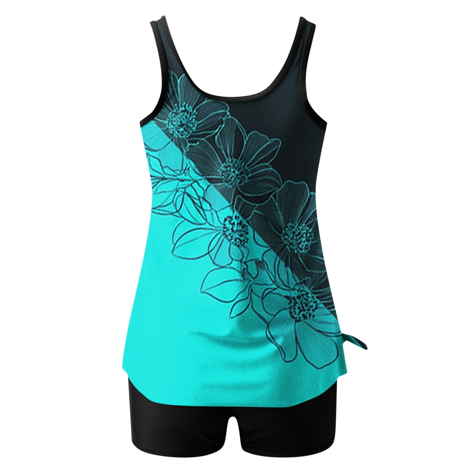 Jsaierl 2 Piece Tankini Bathing Suits Women Blouson Swim Tops Summer Print Swimwear Athletic Vacation Modest Beachwear with Swim Shorts Tankini Swimsuits