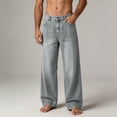 thumbnail image 2 of Men's Pants Zeliretfy Men's Baggy Fit Jean Pants Loose Fit Soft and Breathable Vintage Wash Denim, Daily Casual and Outdoor Semi-elastic Waist Solid Color Straight Leg, 2 of 9