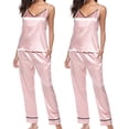 thumbnail image 3 of Txlixc Pijama femenino, chaqueta sin mangas de cuello V, traje de pijama, traje de tirantes sexy Txlixc moda, 3 of 5
