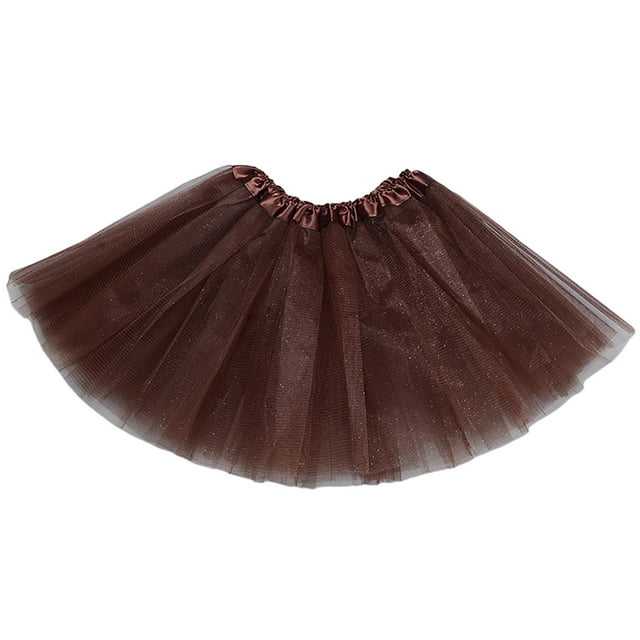 JFHHQ Women's Multicolor Puff Petticoat Skirt Candy tone Layered Mini Party WearOne Size Coffee