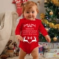 thumbnail image 2 of My First Baby Christmas Pajamas Boys Long Sleeve Cartoon Letter Print Romper Bodysuit Fall Clothes,Christmas Onesie Baby(Size:9-12 Months), 2 of 5