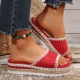 thumbnail image 5 of Rokment Women's Boho Espadrilles Platform Beach Slides Sandals 2026 Summer Casual Ethnic Retro Stitching Suede Open Toe Chunky Footbed Slip on Dress Slippers for Woman Red Size 9, 5 of 7