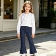 thumbnail image 2 of Linfrsh Girls Flare Leggings School Uniform Pants for Kids Bell Bottoms (Navy,12-13 Years), 2 of 9
