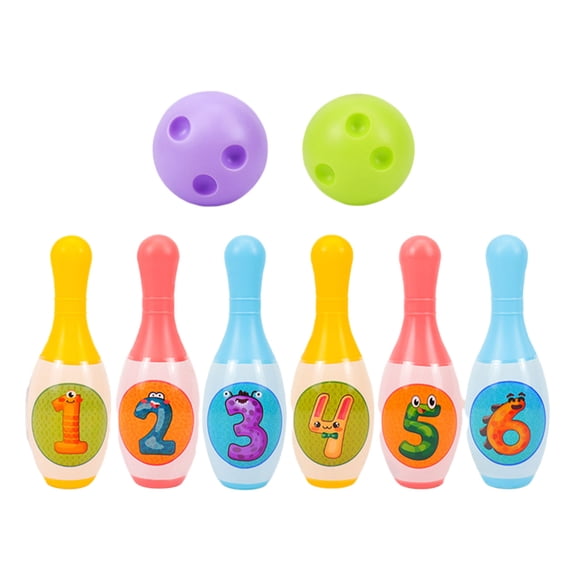 Kids Bowling Toy Set,Toddler Indoor Outdoor Activity Play Game,6 Pins Two Balls Set,Educational Toy for Birthday Party