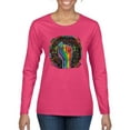 thumbnail image 1 of Wild Bobby The Power of Unity Colorful Fist Puff Print Fashion Womens Graphic Long Sleeve Tee, Fuschia, Small, 1 of 6