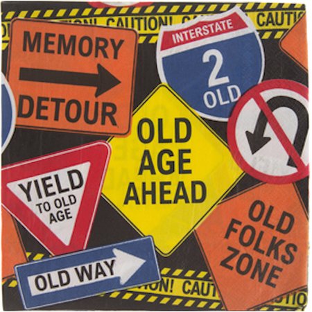 Large Over The Hill Road Sign Napkins Table Decoration Party
