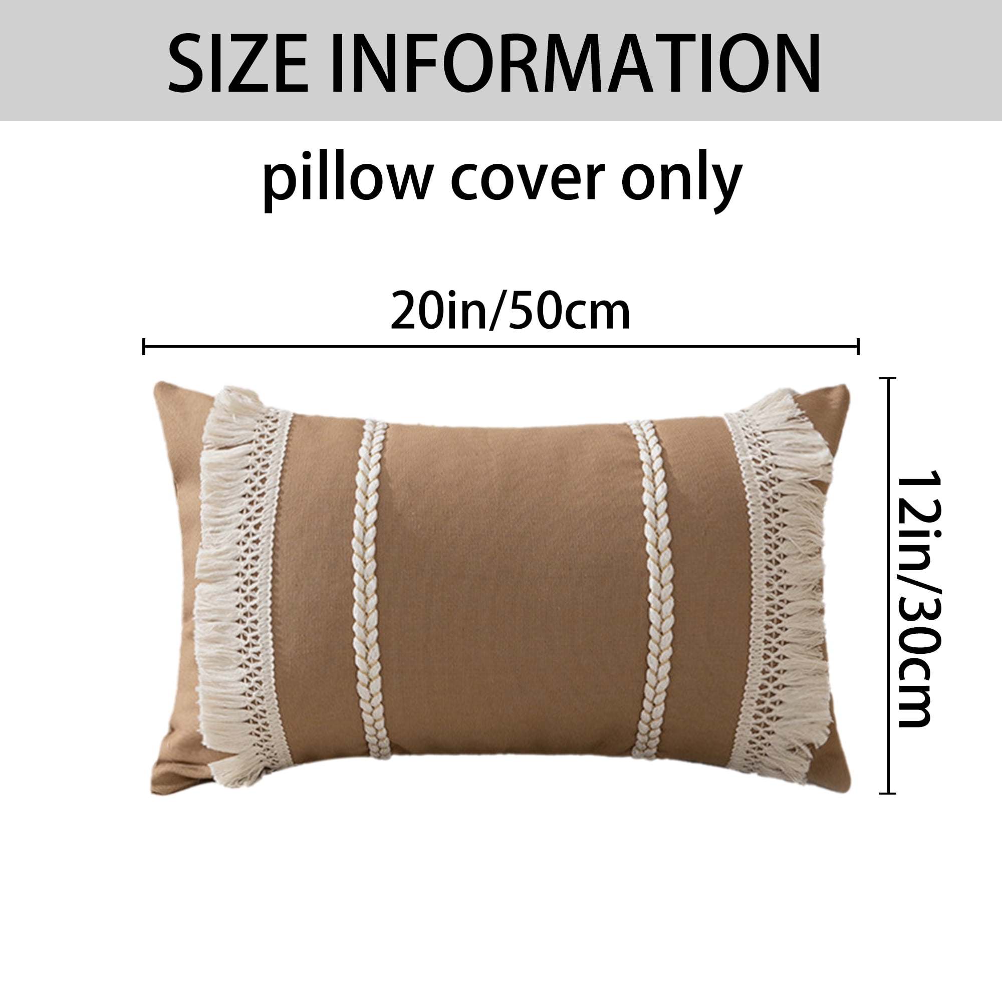 Unique Bargains 2 Pcs Boho Modern Textured Pillow Cover Tan 12" x 20"