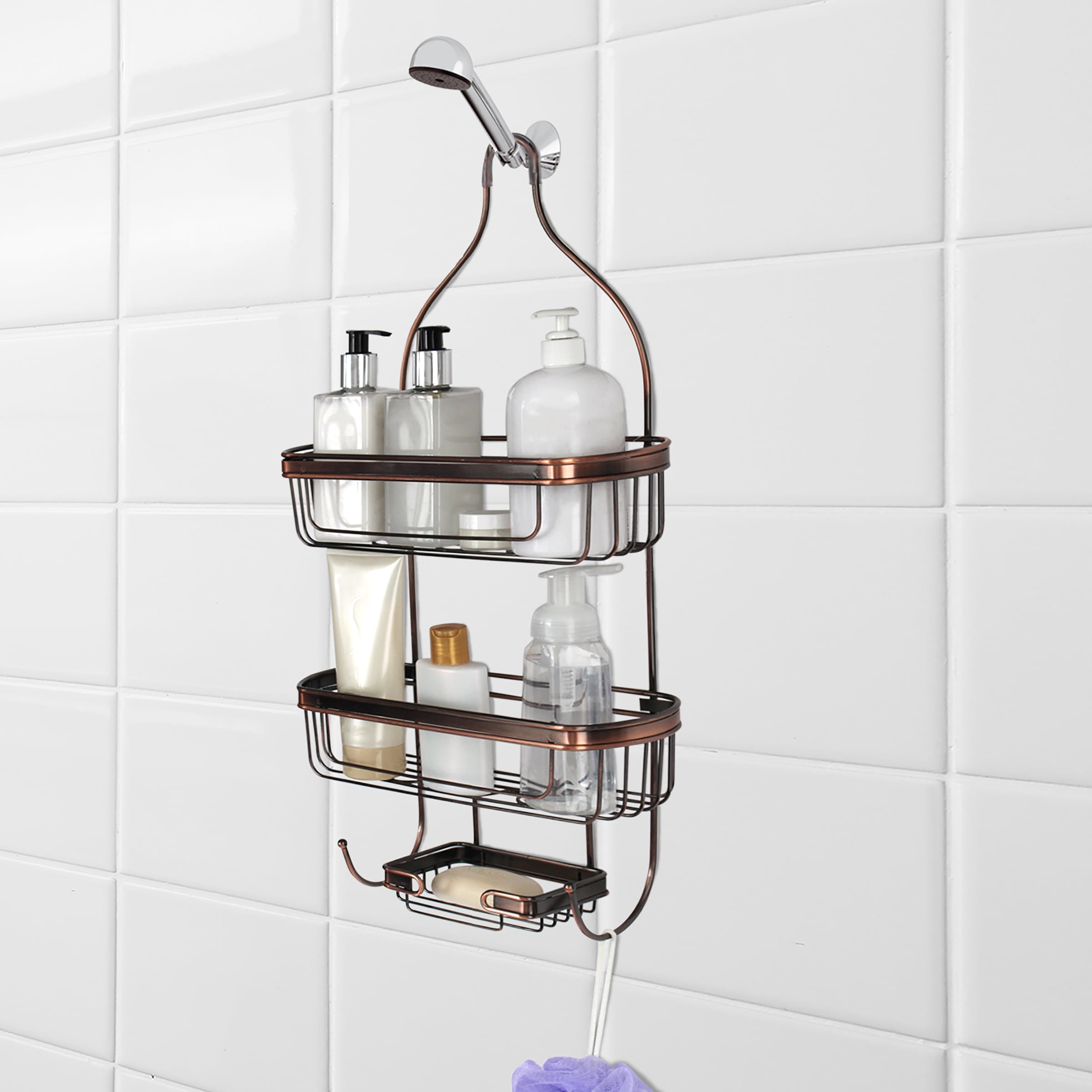 Splash Home Shower Caddy Bathroom Hanging Head Two Basket Organizers