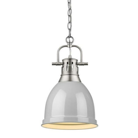 Pewter Gravy - Duncan Small Pendant with Chain in Pewter with a Gray Shade