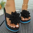 thumbnail image 6 of HNMKIU Flip Flops for Women Bohemian Thick Sole Heel Toe Post Floral Details Summer Relaxation Casual Beach Wear Slippers for Women Outdoor Z01_Black,8.5, 6 of 8