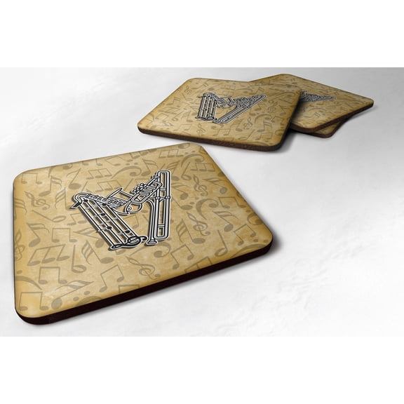 Letter W Musical Instrument Alphabet Foam Coaster Set of 4