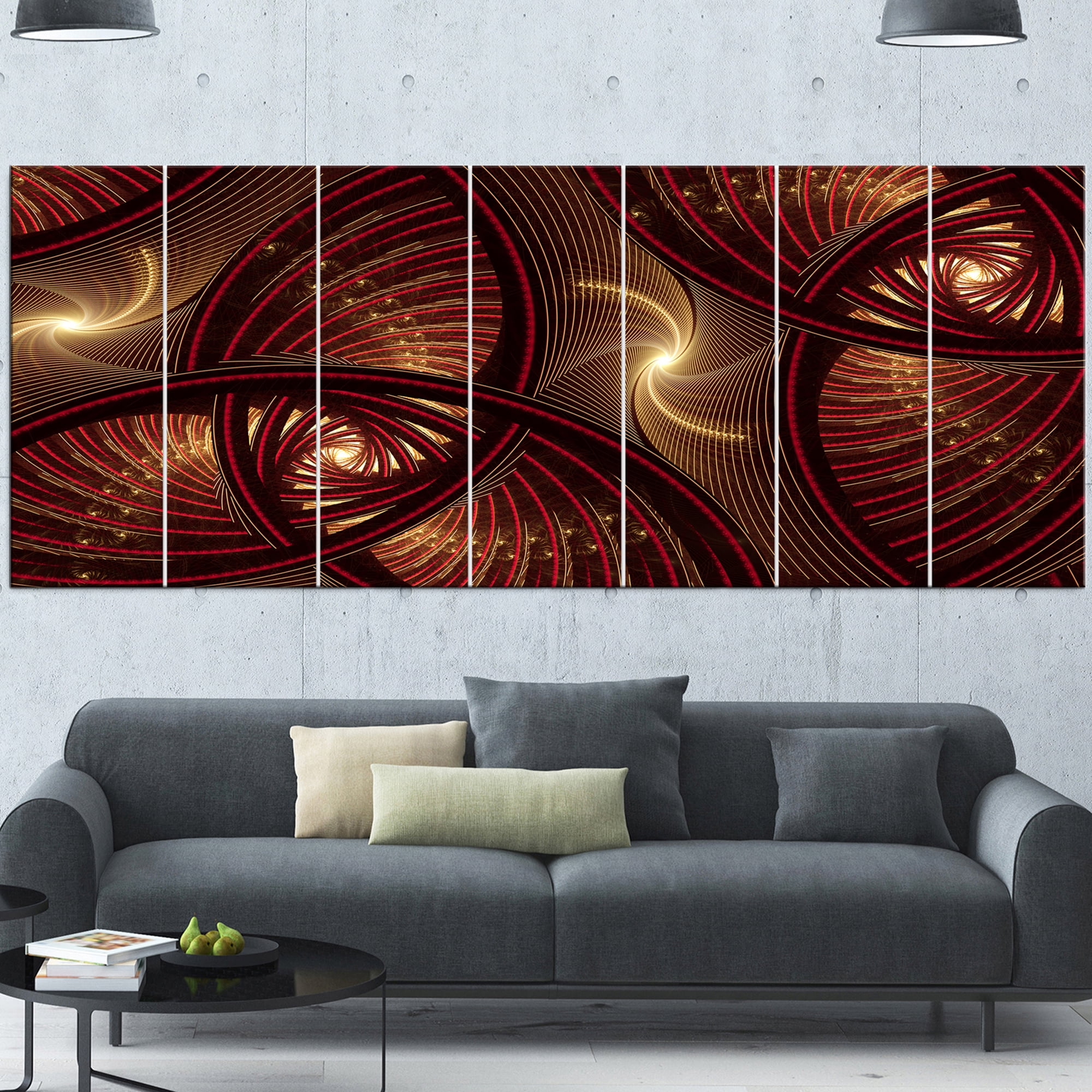 Designart 'Brown Symmetrical Fractal Pattern ' Floral Canvas Art Print
