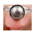 thumbnail image 2 of Rosec Jewels Natural Tahitian Pearl Engagement Ring for Women - Solitaire Black Pearl Ring - 10 mm - AAA Grade - with Jewelry Box, 925 Sterling Silver, US 6.50, 2 of 7