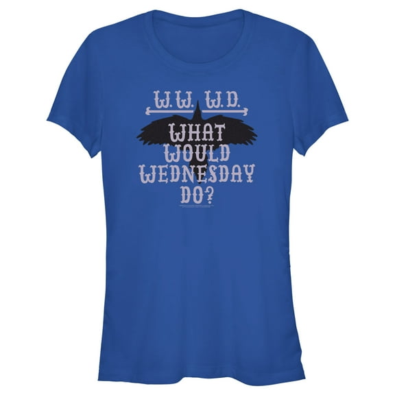 Junior's Wednesday WWWD What Would Wednesday Do Graphic Tee Royal Blue 2X Large