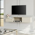 thumbnail image 3 of Floating Entertainment Center with Charging Station, Wall Mounted TV Stand, Media Console Center with Storage, Modern Shelf Hanging Hutch Component Under TV,59'', 3 of 9