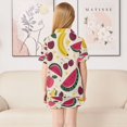 thumbnail image 4 of Silky Satin Kids' Pajama Set Breathable & Smooth Unisex Button-Down Pajamas Watermelon and Cherries, 4 of 7
