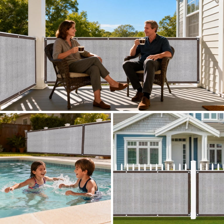 Meromore 3ft x 10ft Grey Privacy Screen, UV Protection photo 6