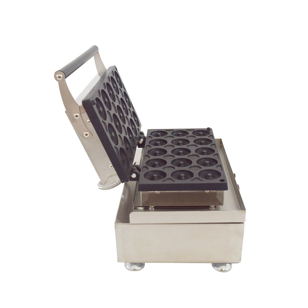 15 Pcs Electric Donut Snack Maker Waffle Baking Machine Double-Sided Heating Non-Stick Doughnut Baker Maker 0℃-300℃ 110V