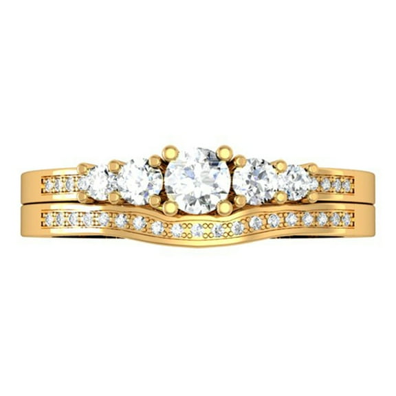 Dazzlingrock Collection 0.45 Carat (ctw) 14k Round Diamond 5 Stone Bridal Engagement Ring Band Set 1/2 CT, Yellow Gold, Size 4