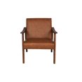 thumbnail image 4 of Brown Faux Leather Accent Chair - Wooden Frame, 21" Wide, Living Room Furniture. Modern Design, Comfortable Upholstery. Perfect for Reading Nook or Living Space., 4 of 11