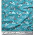 thumbnail image 1 of Soimoi Velvet Fabric Clouds & Bullfinch Bird Print Fabric by Yard 58 Inch Wide, 1 of 3