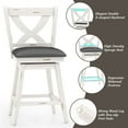 thumbnail image 6 of Tolead 2Pcs 24" X-Back Bar Stools with Swivel and 360 Degree Swivel, Adult - Set of 2, White, 6 of 6