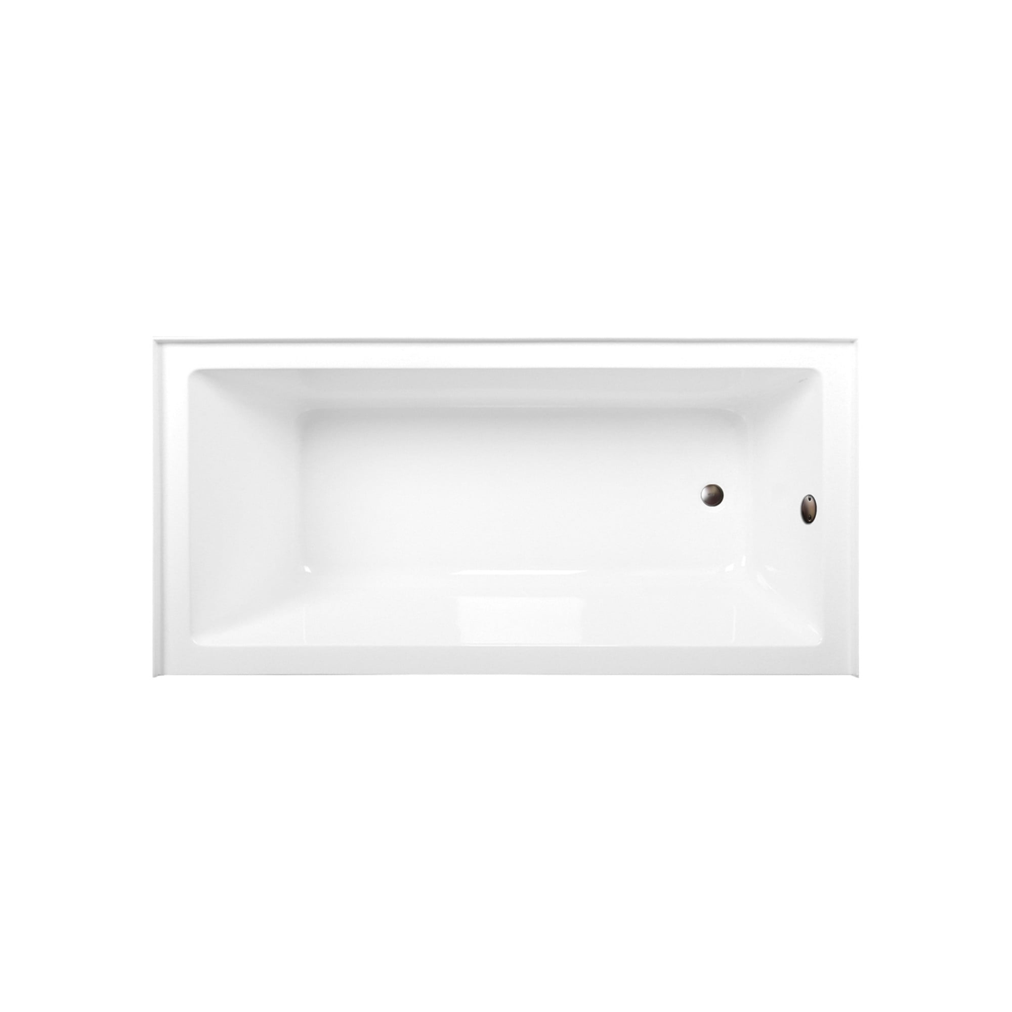 Aqua Eden CVTAP663222R5 66" Acrylic Rectangular 3-Wall Alcove Tub, Right Hand Drain, Glossy White/Oil Rubbed Bronze