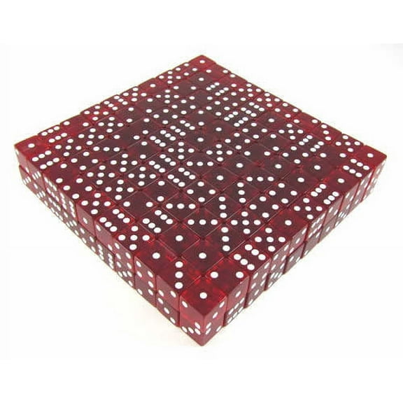 Red Transparent Dice with White Pips D6 19mm (3/4in) Bulk Pack of 200 Koplow Games