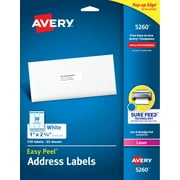 Avery Easy Peel Address Labels, 1" x 2-5/8", 750 Labels (5260)