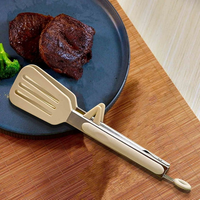 Pinzas de cocina de acero inoxidable con puntas de silicona, pinzas de cocina y parrilla con cierre para servir y barbacoa
