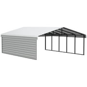 Arrow Carports Galvanized Steel Carport, with 1-Sided Enclosure, Compact Car Metal Carport Kit, 20' x 24' x 9" , Eggshell